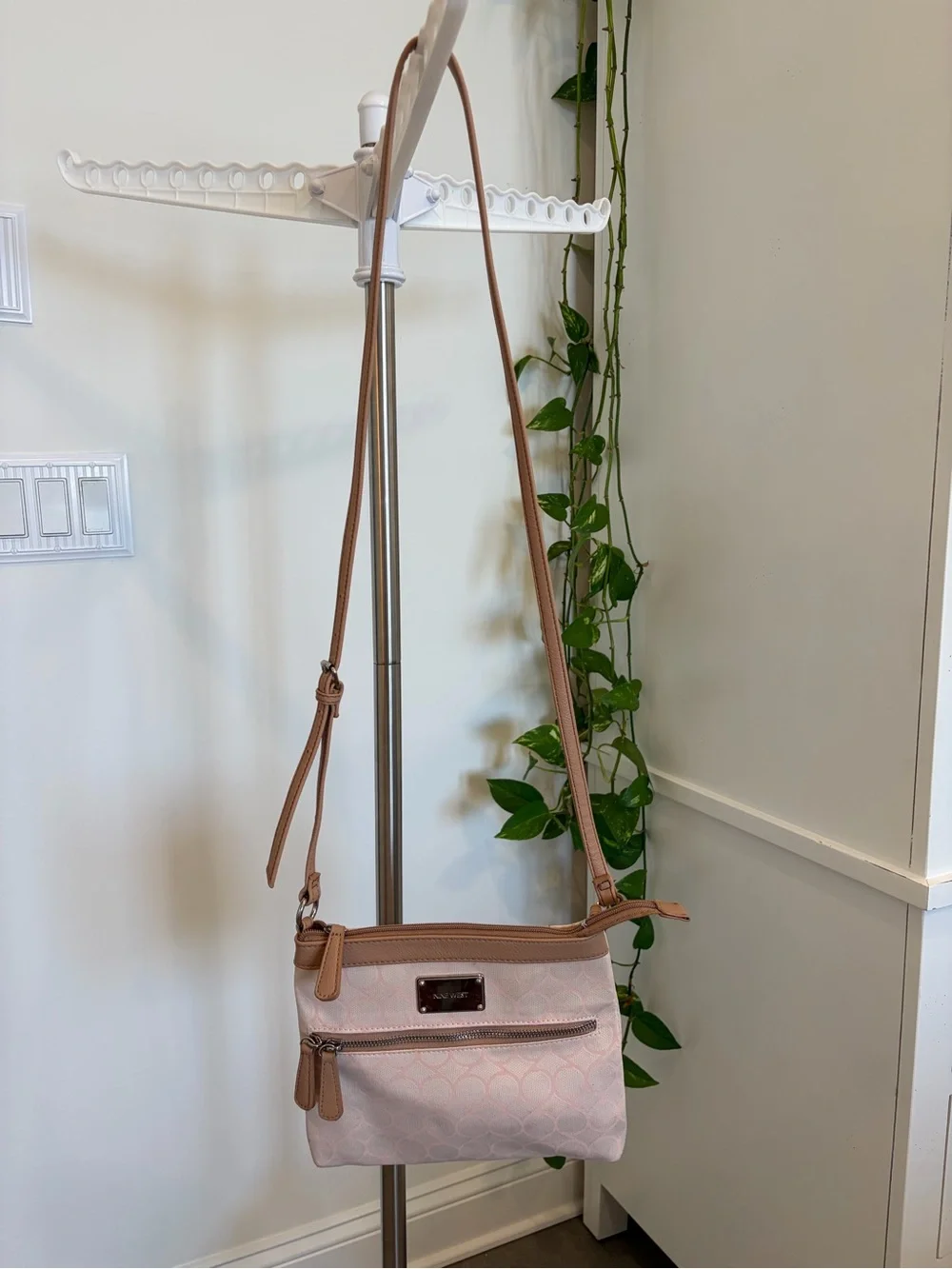 Nine West Pink Crossbody with Tan Trim